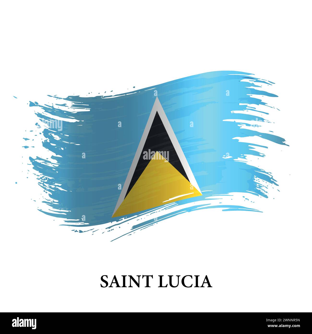 Grunge flag of Saint Lucia, brush stroke vector background Stock Vector