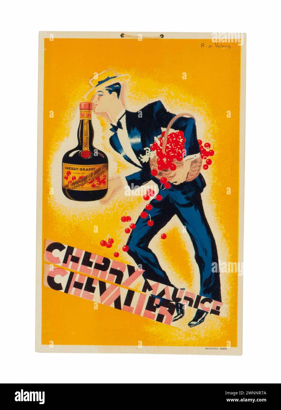 Vintage Adverising Poster:  Cherry Maurice Chevalier . by Roger de Valerio circa 1930 Stock Photo