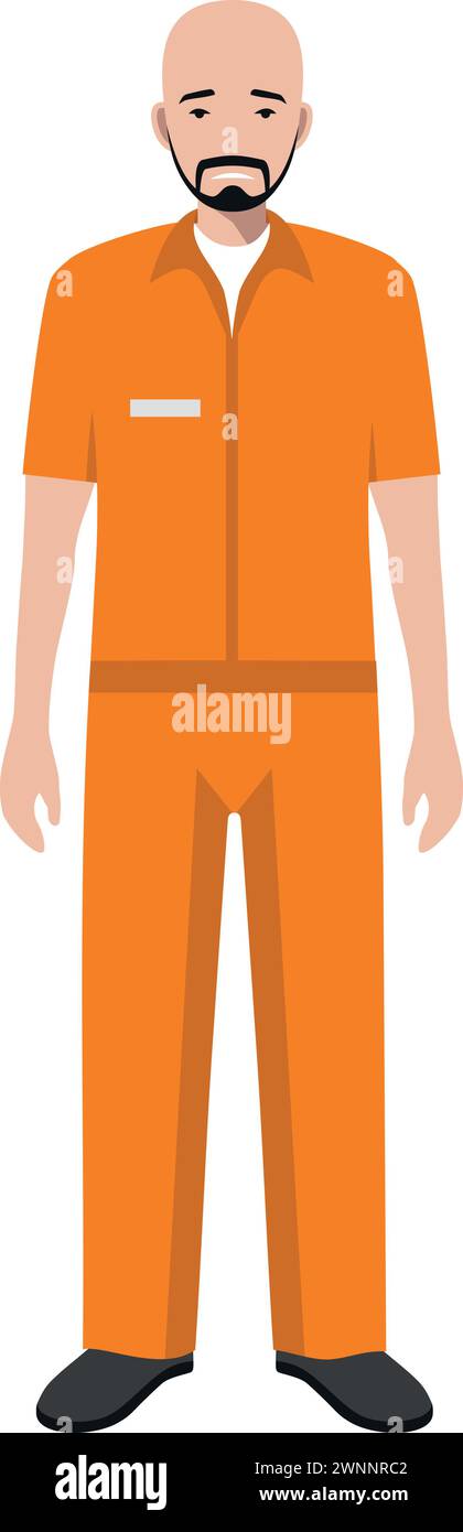 Standing Prisoner Person in Traditional in Prison Clothes Character Icon in Flat Style. Stock Vector