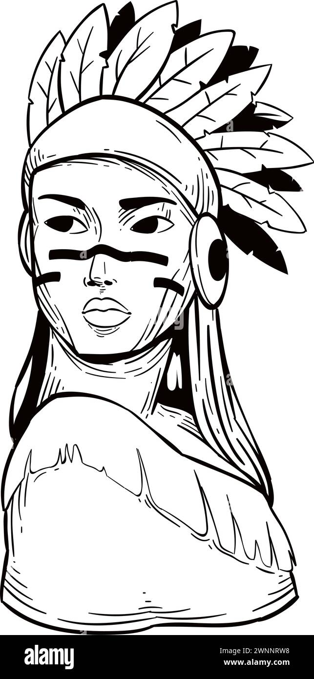 native american girl portrait Stock Vector Image & Art - Alamy