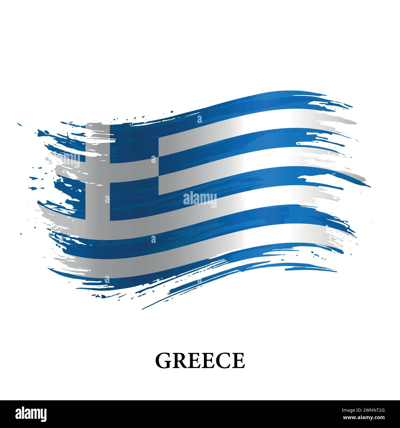 Grunge flag of Greece, brush stroke vector background Stock Vector ...