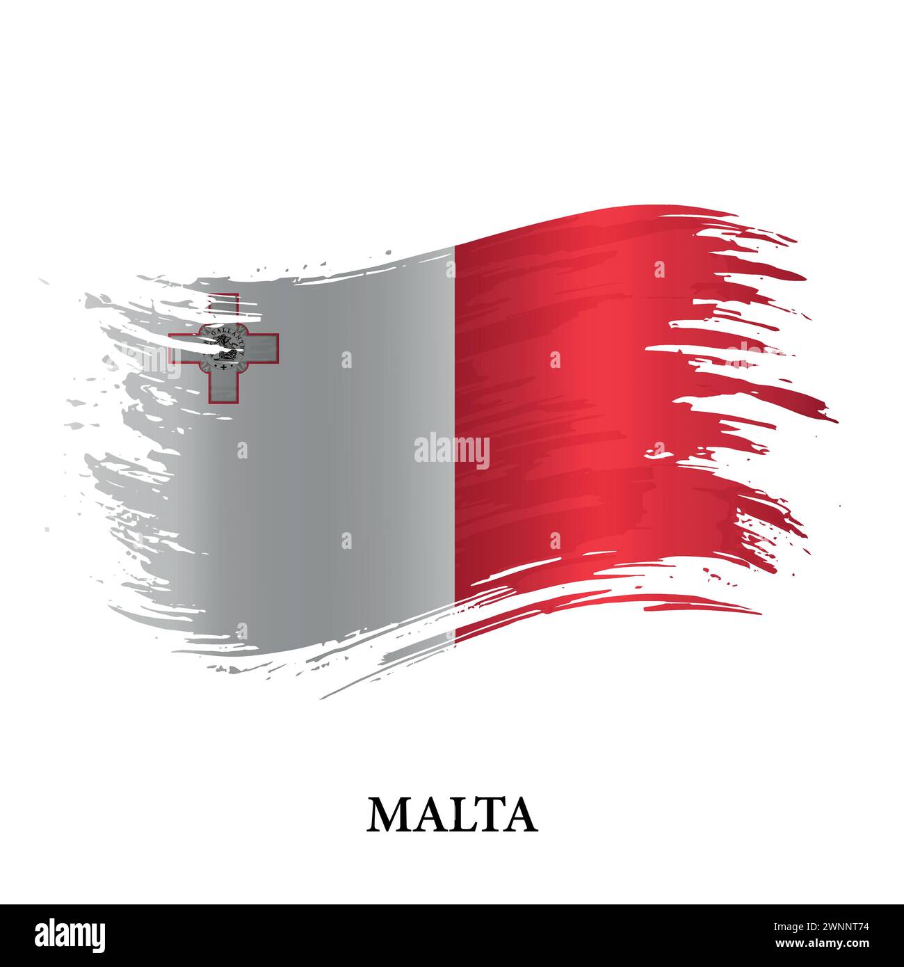 Grunge flag of Malta, brush stroke vector background Stock Vector Image ...