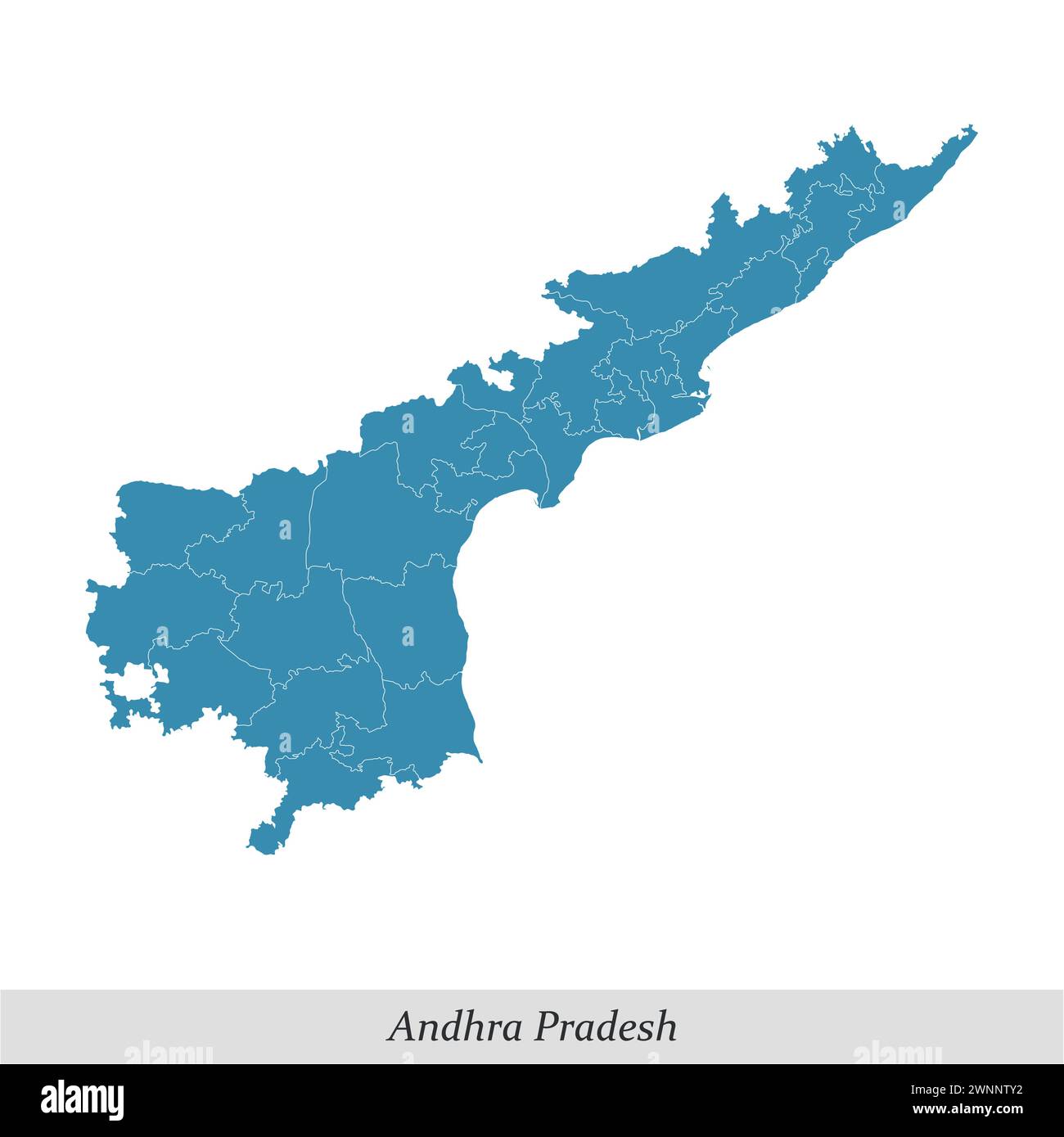 map of Andhra Pradesh is a state of India with borders districts Stock