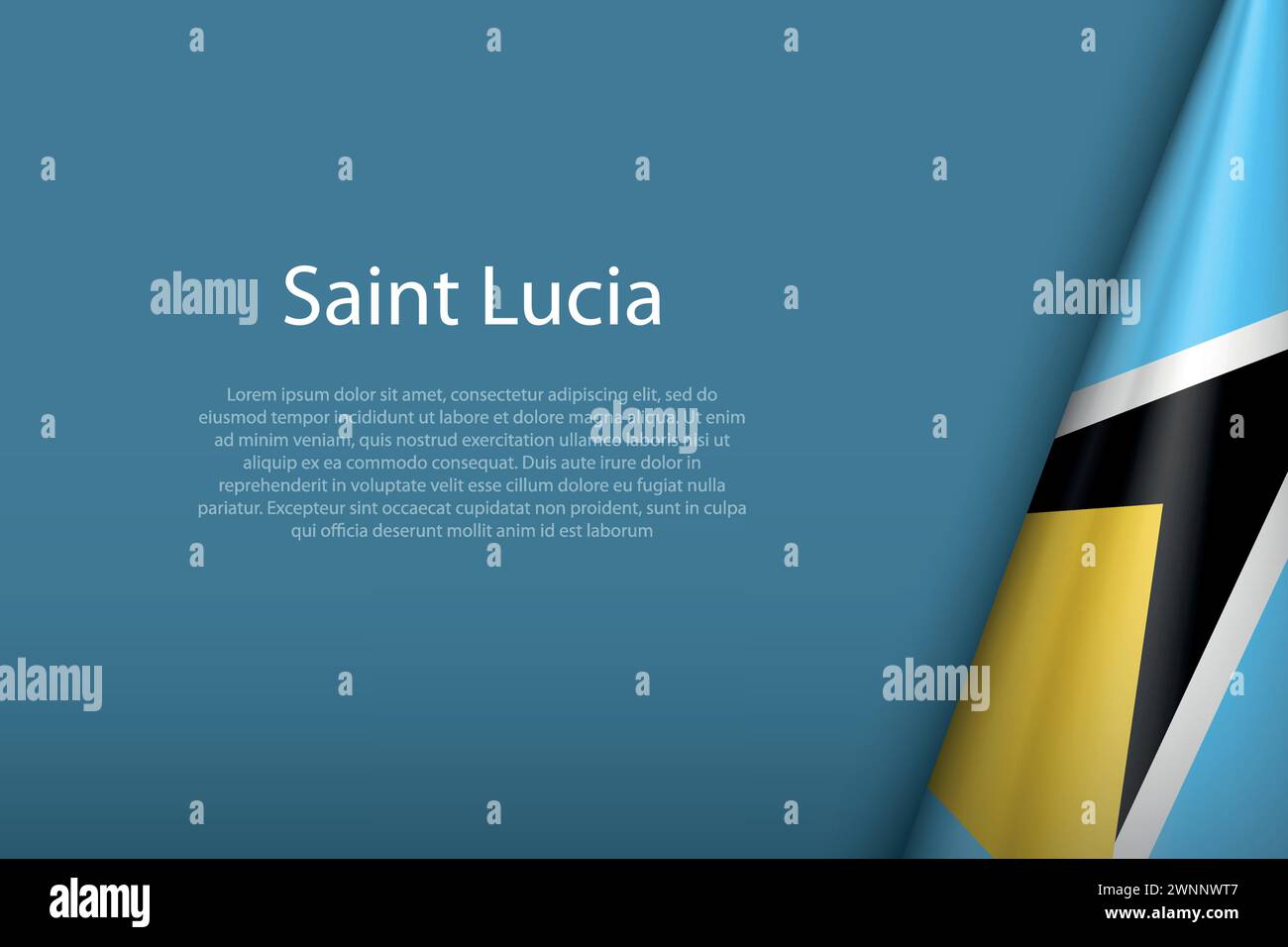 Saint Lucia national flag isolated on dark background with copyspace Stock Vector