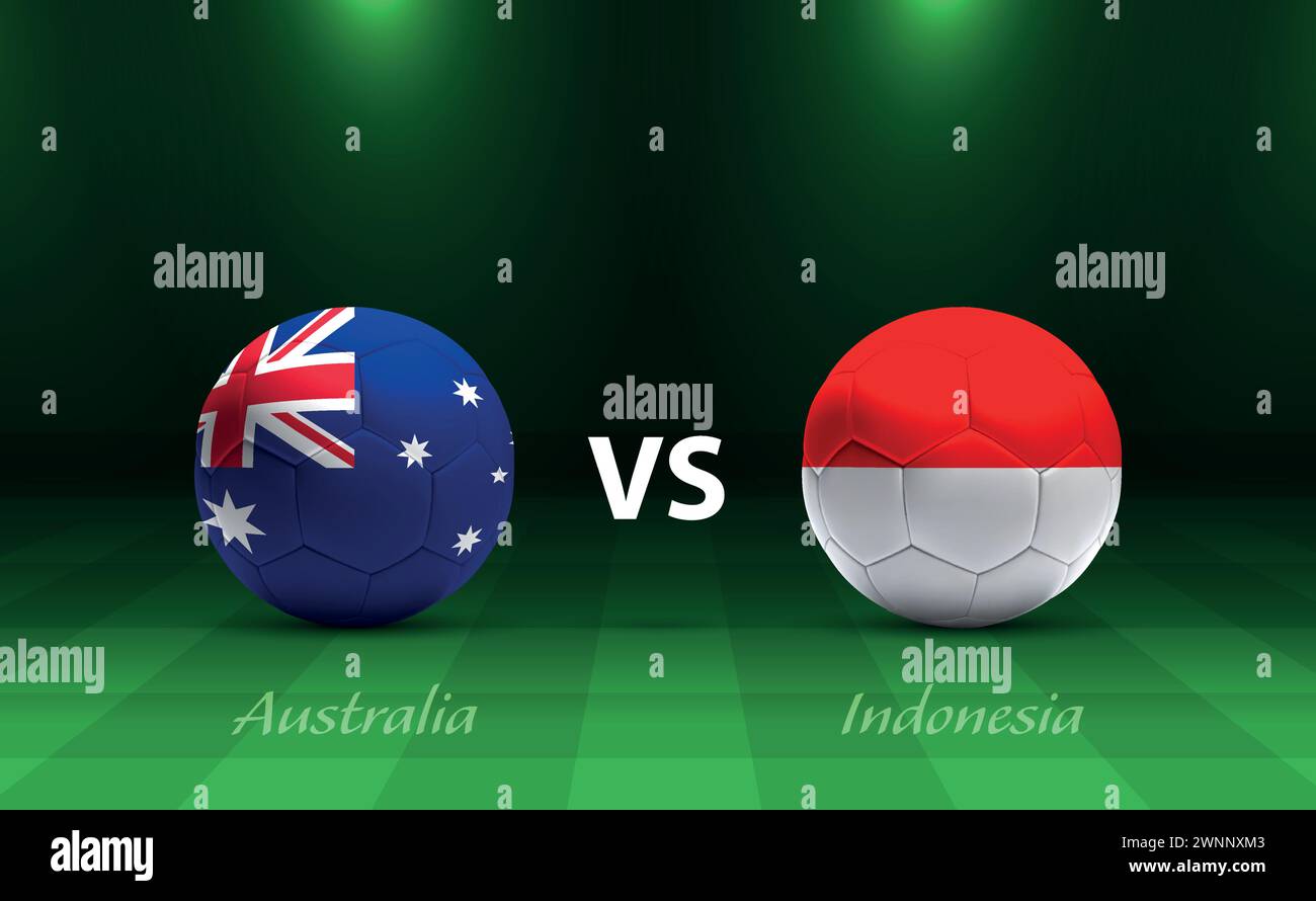 Australia vs Indonesia football scoreboard broadcast template for