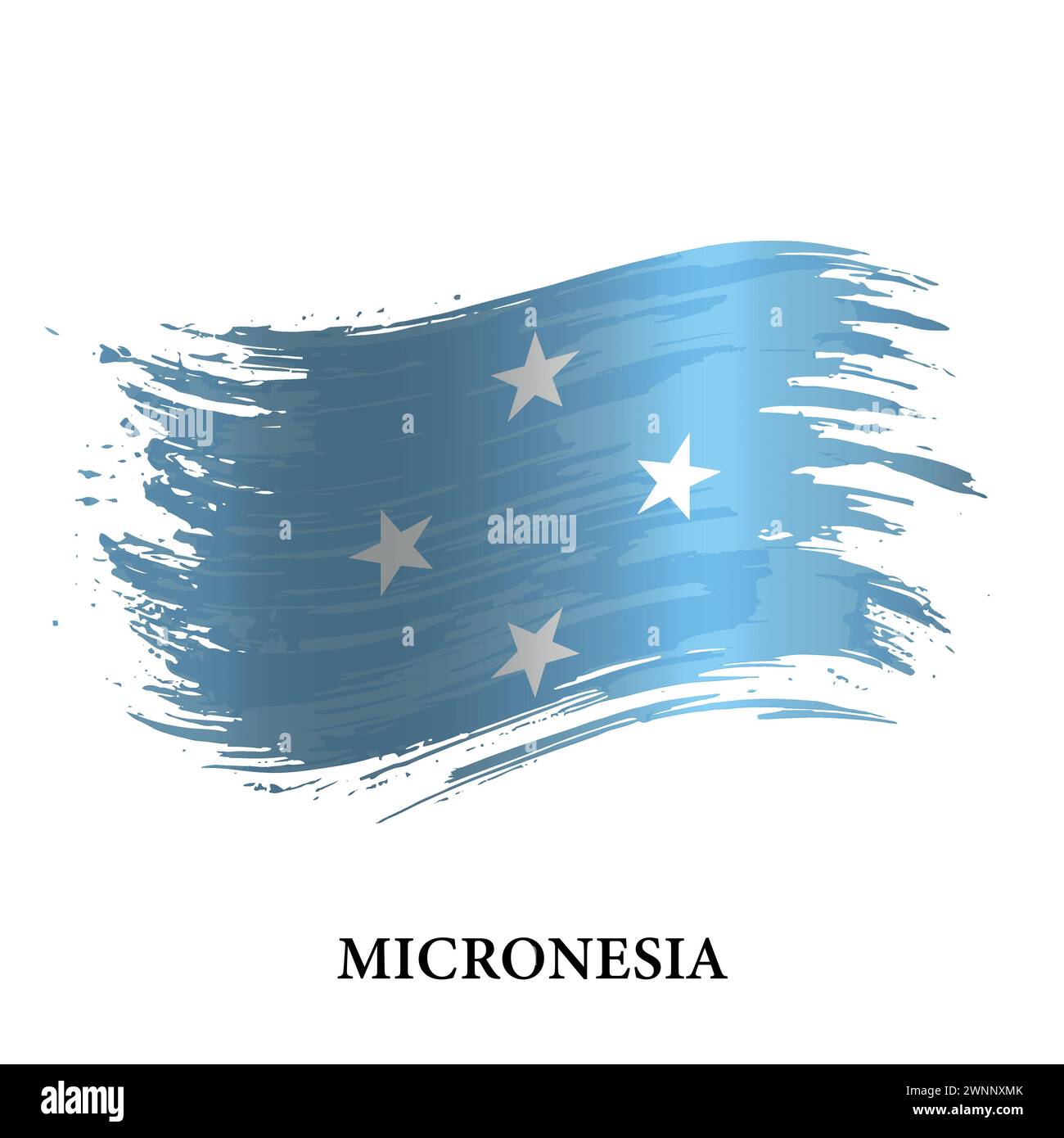 Grunge flag of Micronesia, brush stroke vector background Stock Vector ...