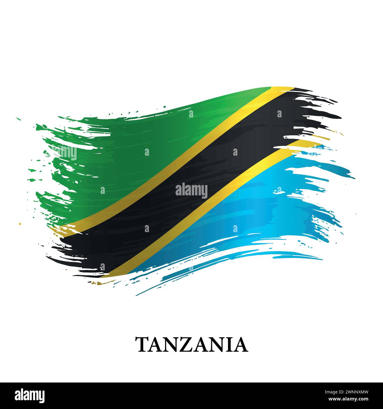 Grunge flag of Tanzania, brush stroke vector background Stock Vector ...