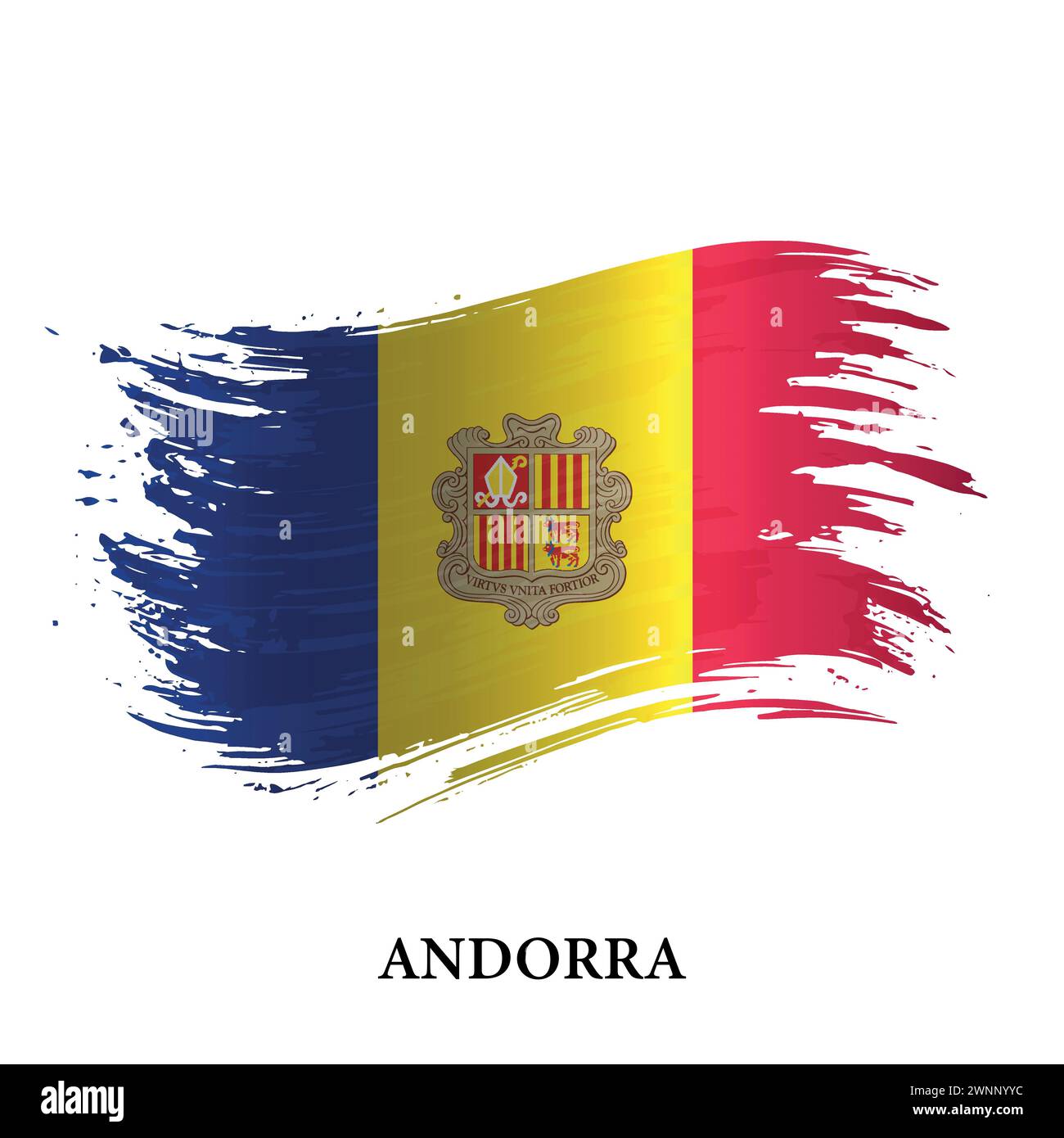 Grunge flag of Andorra, brush stroke vector background Stock Vector ...