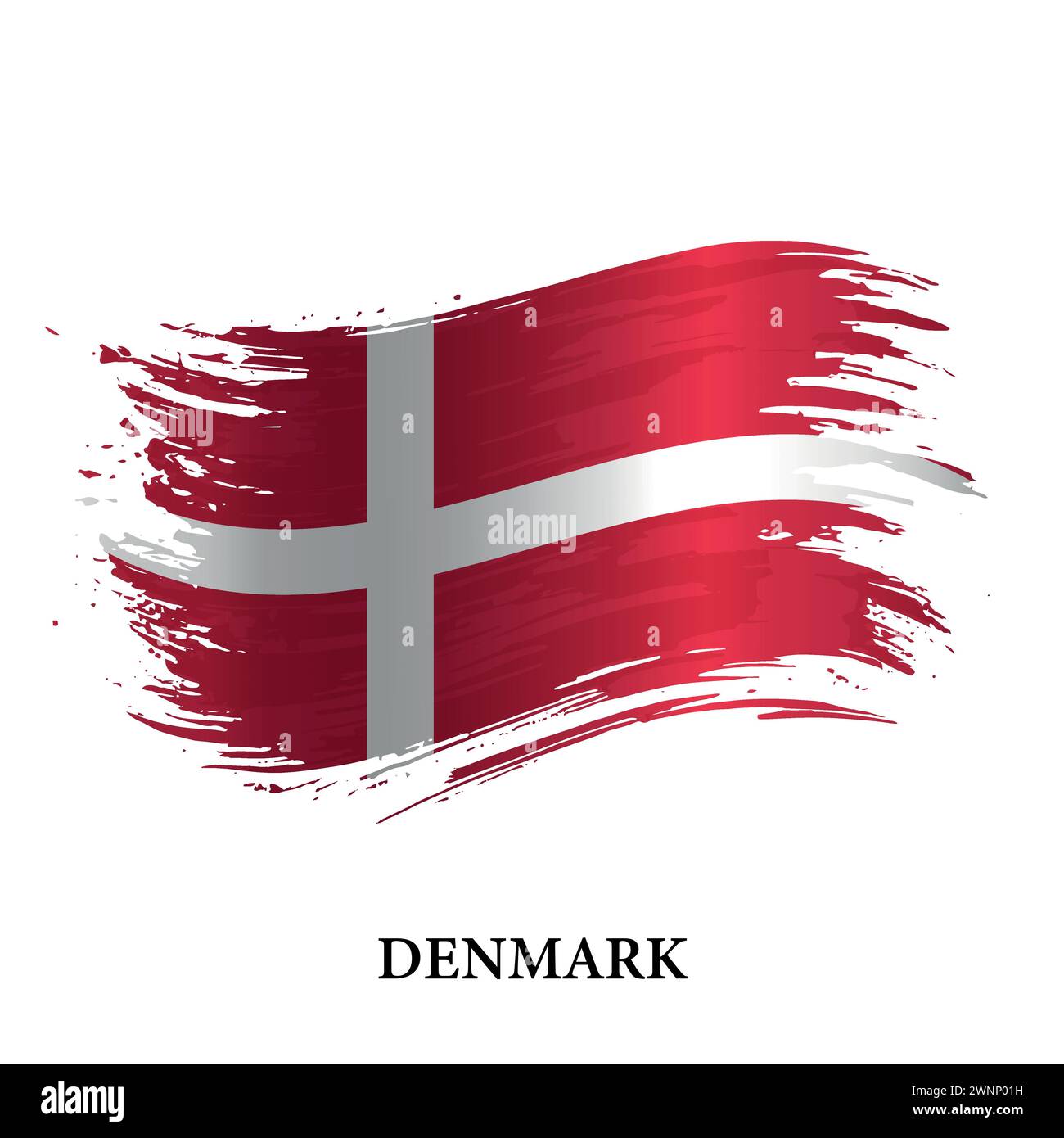 Grunge flag of Denmark, brush stroke vector background Stock Vector ...