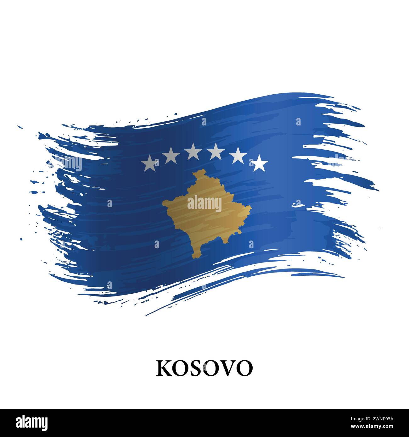 Grunge Flag Of Kosovo Brush Stroke Vector Background Stock Vector