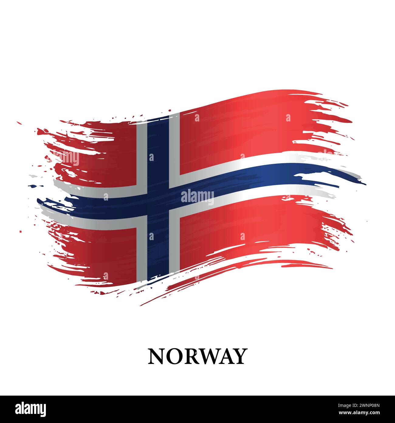 Grunge flag of Norway, brush stroke vector background Stock Vector ...