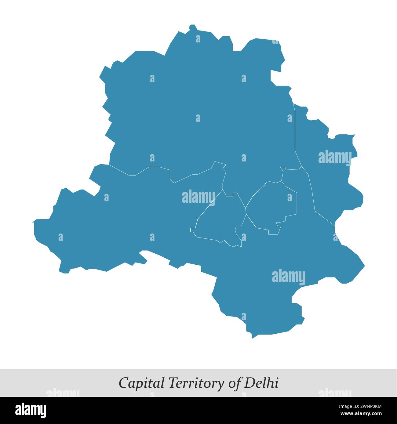 map of Delhi is a Union territory of India with borders districts Stock Vector