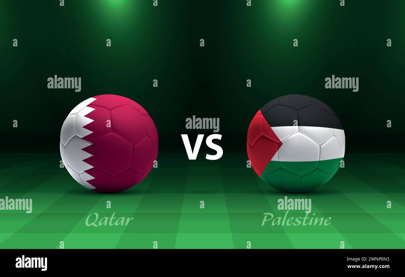Qatar vs palestine football scoreboard broadcast template for soccer