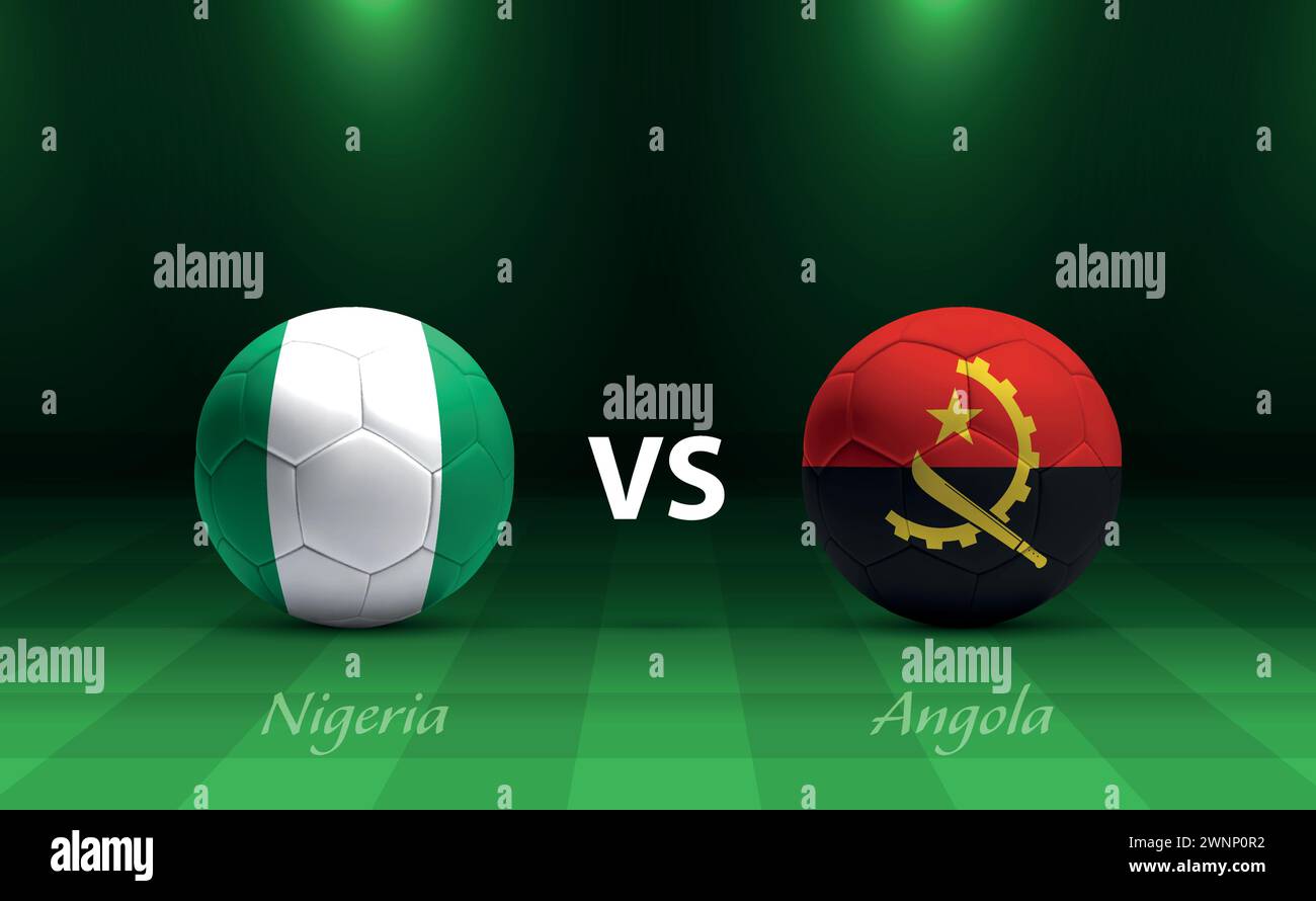 Nigeria vs Angola football scoreboard broadcast template for soccer