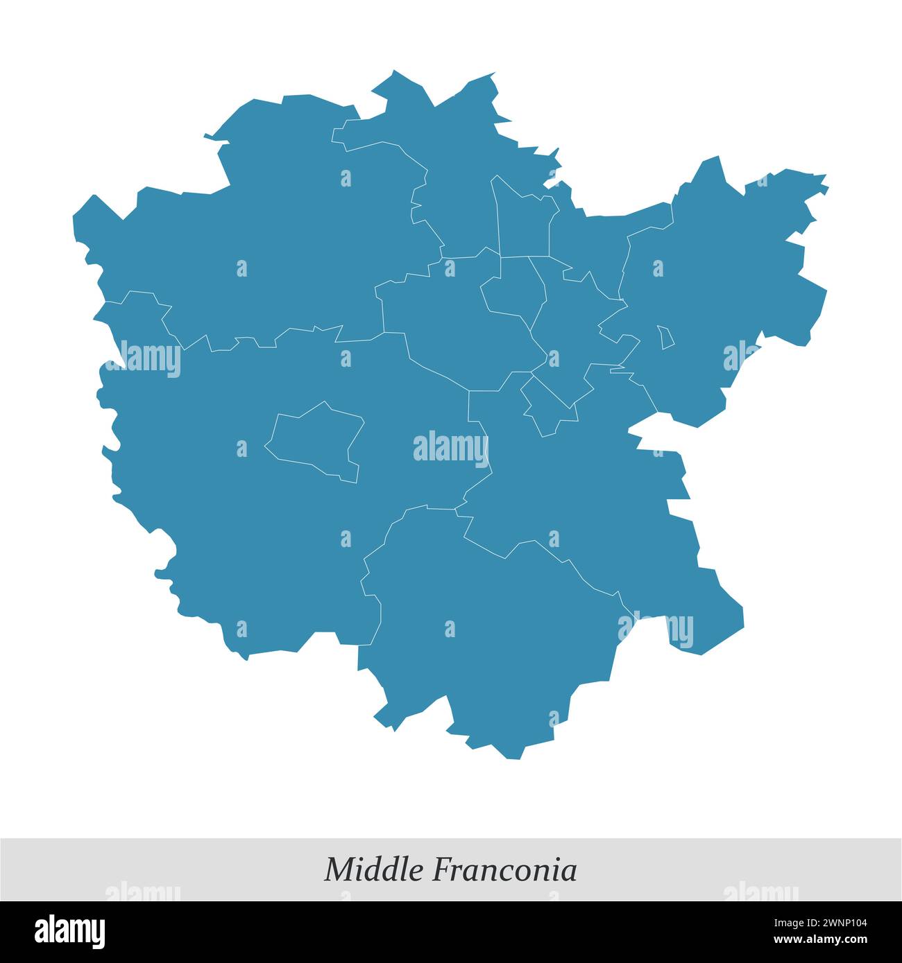 map of Middle Franconia is a region in Bavaria state of Germany with ...