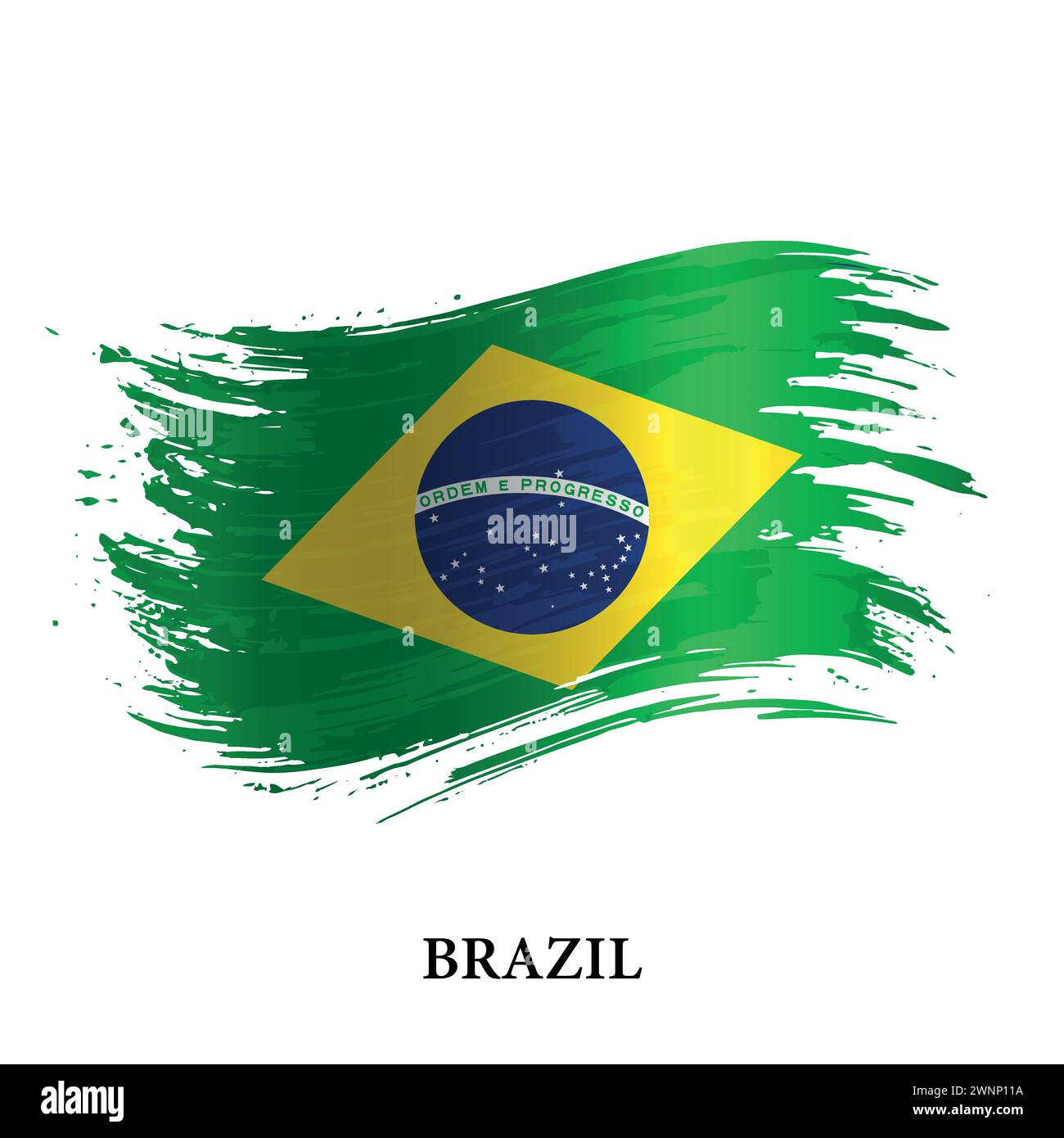 Grunge flag of Brazil, brush stroke vector background Stock Vector ...