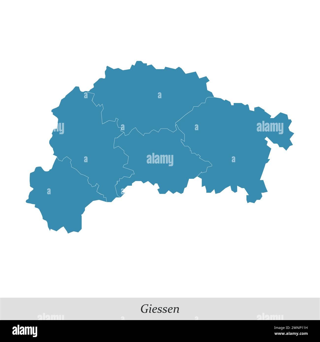 map of Giessen is a region in Hesse state of Germany with borders municipalities Stock Vector