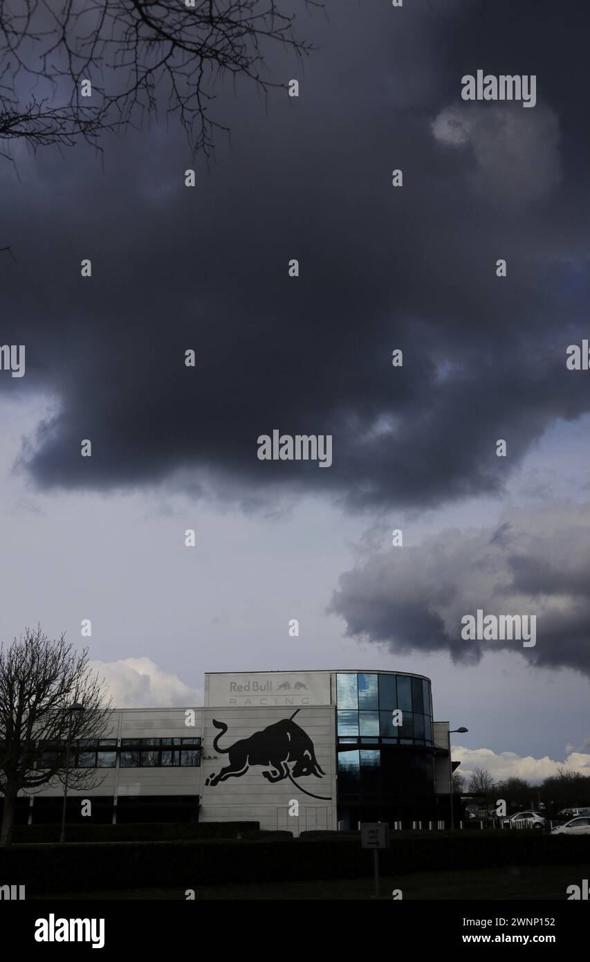 Dark clouds gather over the Red Bull Formula 1 headquarters in Milton