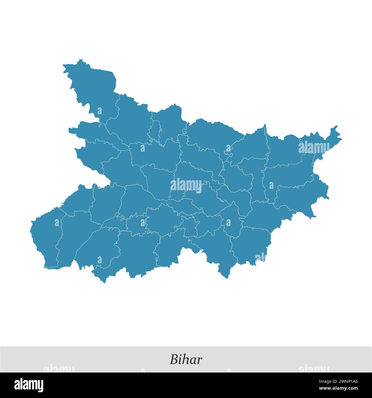 map of Bihar is a state of India with borders districts Stock Vector