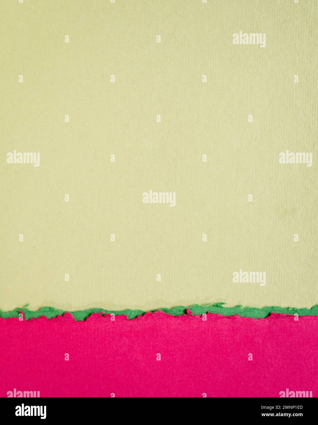 abstract paper landscape in pink and green pastel tones - collection of handmade rag papers Stock Photo