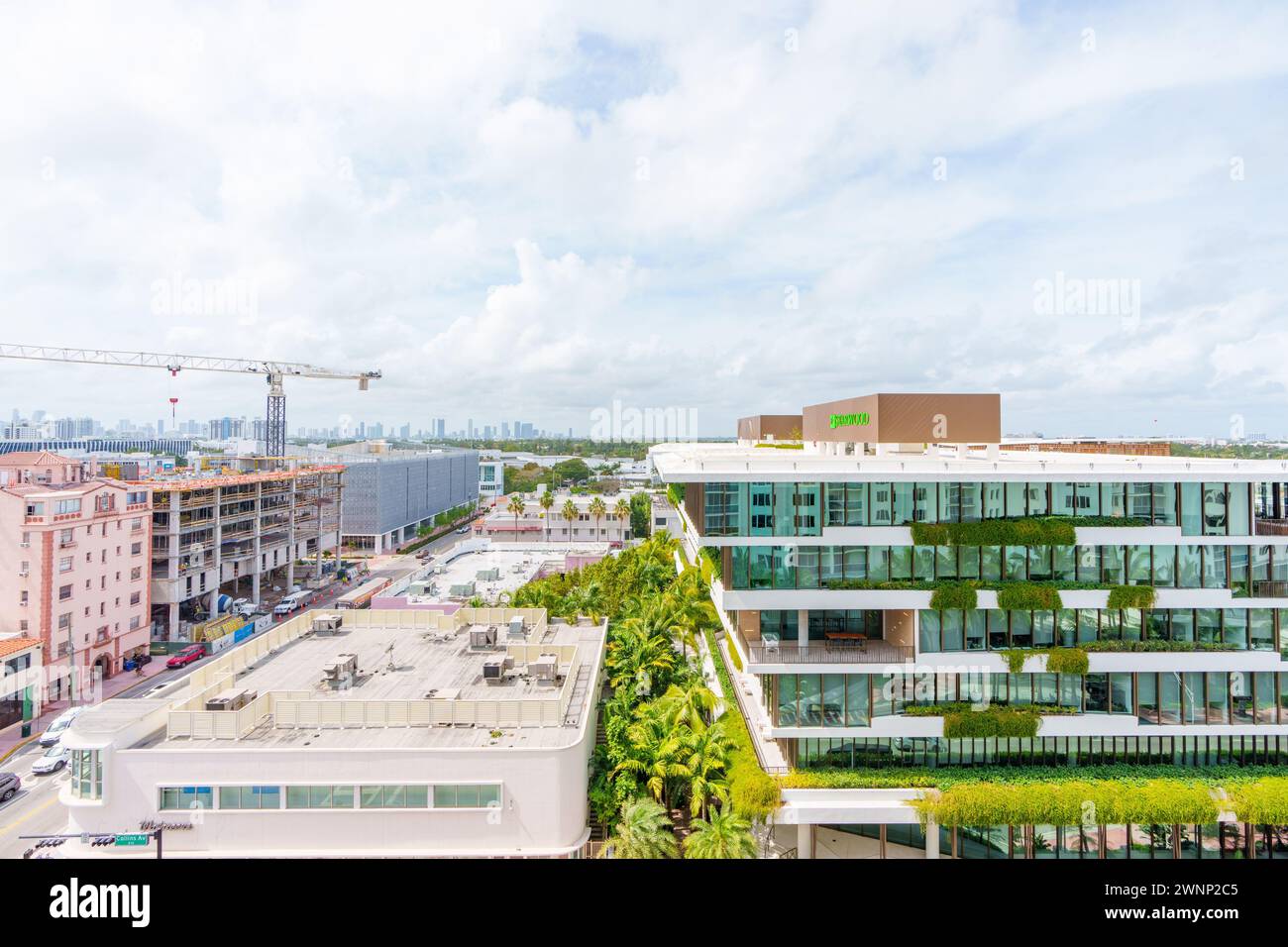 Miami Beach, FL, USA - March 1, 2024: Aerial view of Miami Beach hotels ...