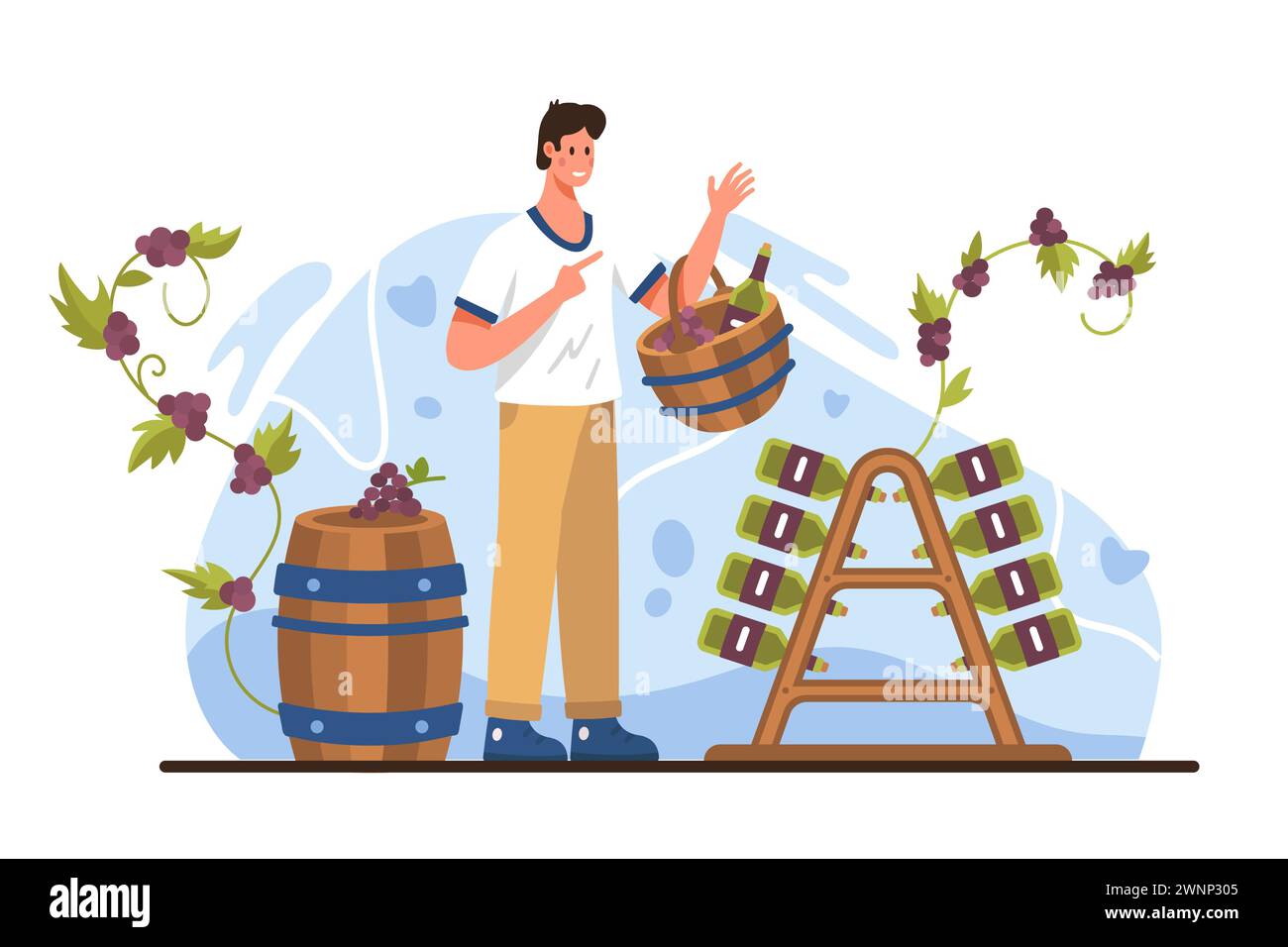 Wine production, stage of alcohol product aging and storage in
