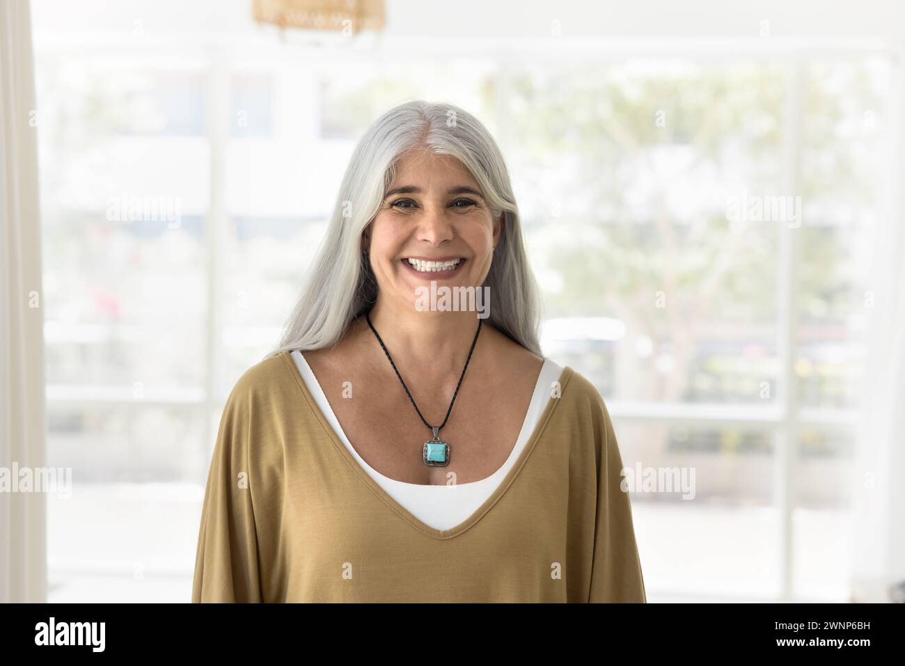 Happy naturally grey haired hi-res stock photography and images - Alamy