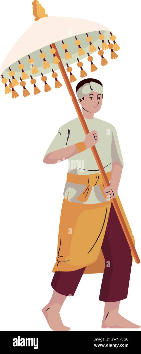 nyepi man with umbrella Stock Vector