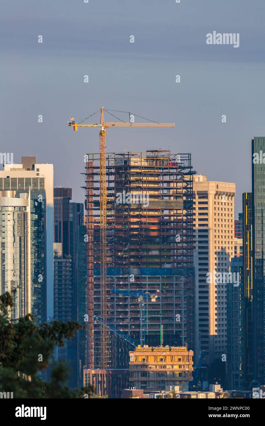 Steel hIgh rise building under construction in downtown Seattle, Washington Stock Photo