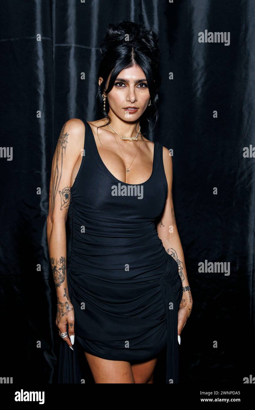 Mia Khalifa attends MUGLER Fall/Winter 2024 runway during Paris Fashion