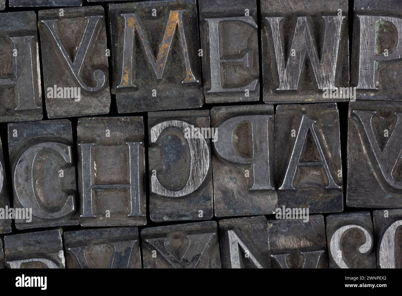 movable type alphabet set background Stock Photo - Alamy