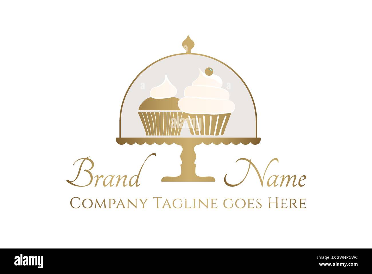 Bakery Logo with Gold Cupcake Holder Stock Vector