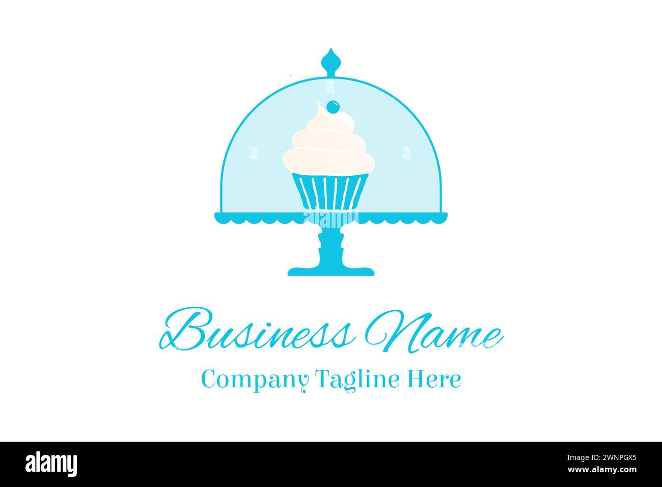 Bakery Logo with Blue Cupcake Holder Stock Vector