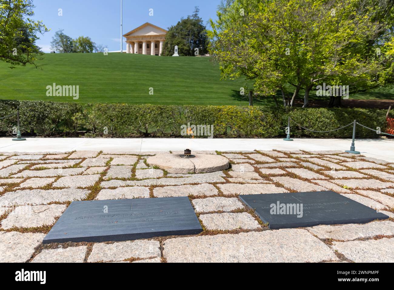 Arlington National Cemetery is the final resting place for  Presidient John F. Kennedy. Stock Photo