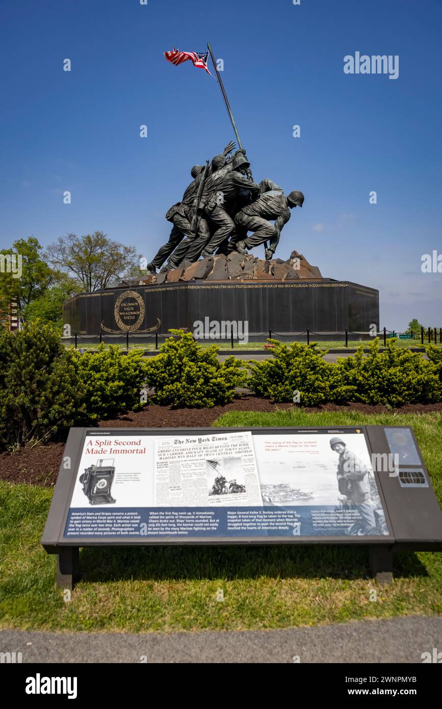 The statue of Iwo Jima commemorating the US Marine Corps during the ...