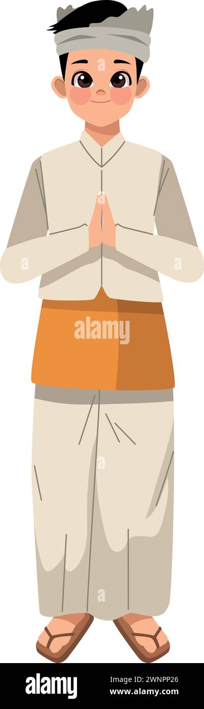 nyepi prayer man Stock Vector