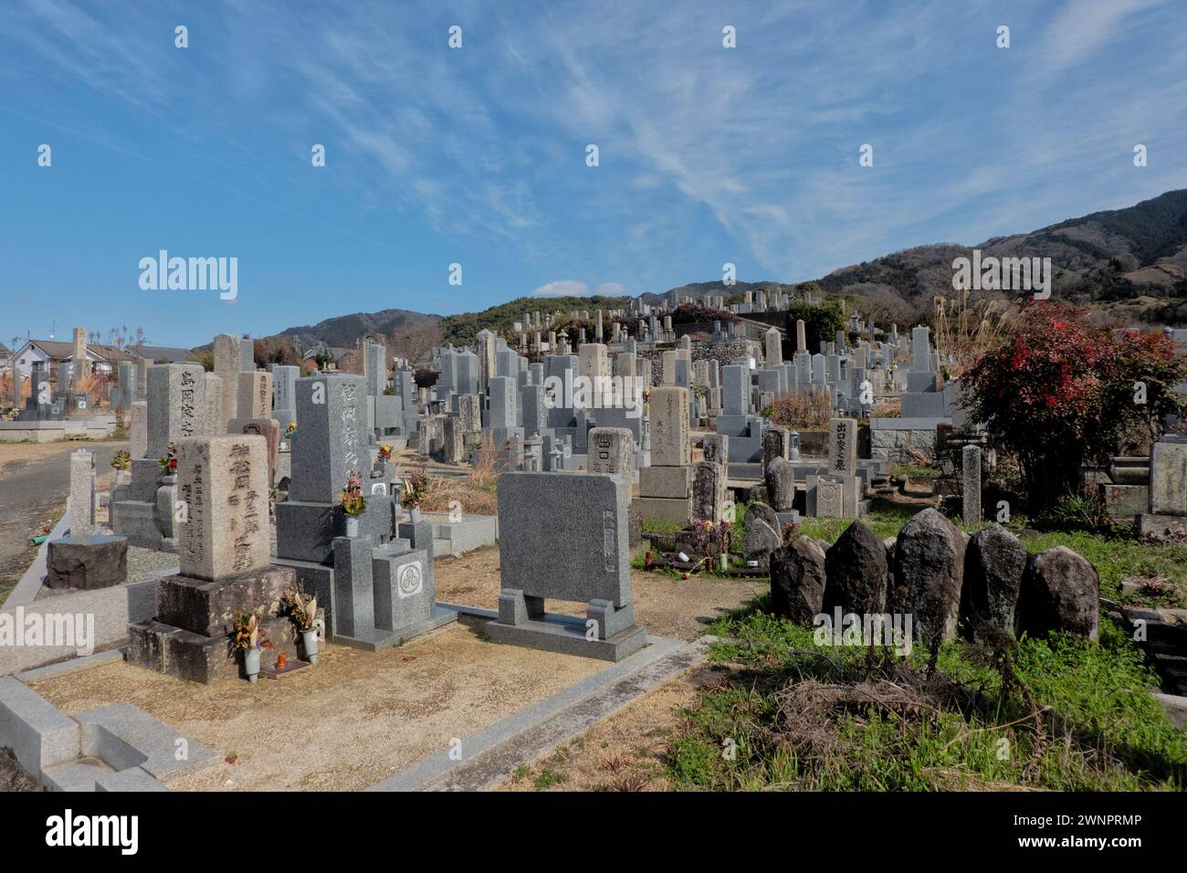 Toroyama cemetery on the Yamanobe no Michi trail, Nara,  Japan Stock Photo