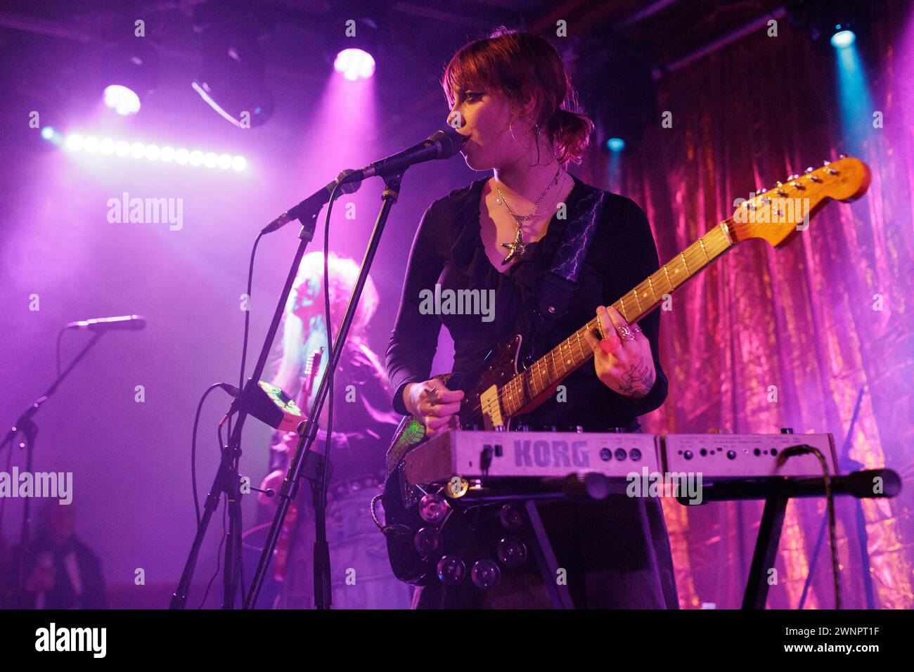 Leeds, UK. 3 March, 2024. Chloe Howard of Lime Garden performing live