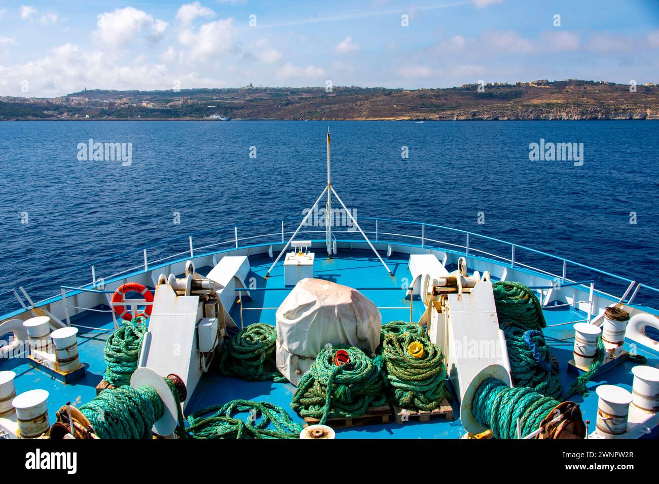 Mooring Lines on Ship Bow Stock Photo Alamy
