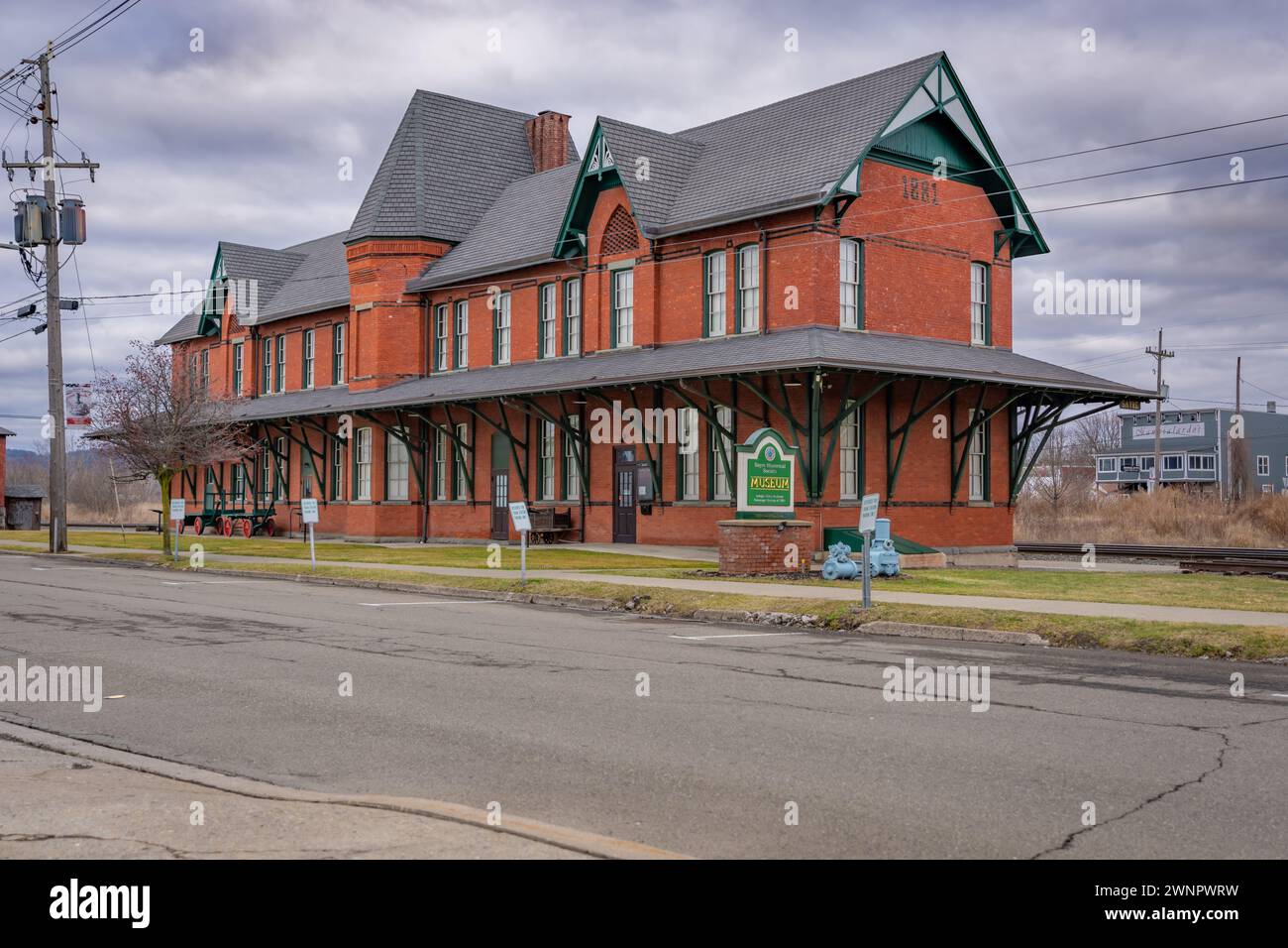 Sayre, PA, USA - 03-03-2024 - Day trip to the Sayre Historical Society Museum at Lehigh Valley Railroad Passenger Station build 1881. Stock Photo