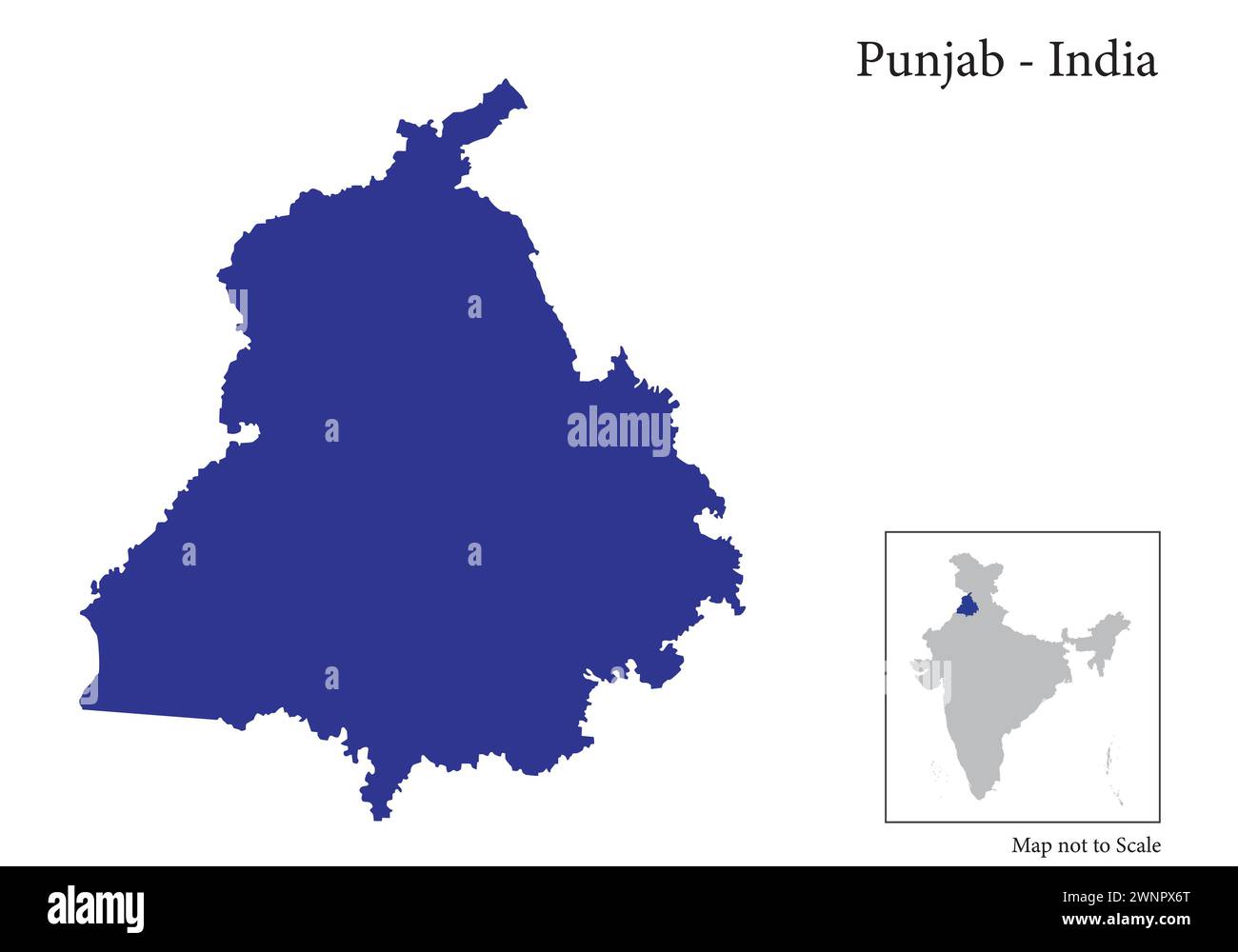 Punjab, India, vector map isolated on white background Stock Vector