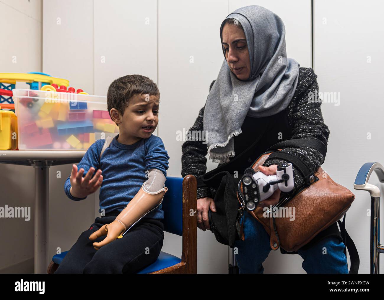 Fouryearold Omar Abu Kuwaik expresses frustration at using his new