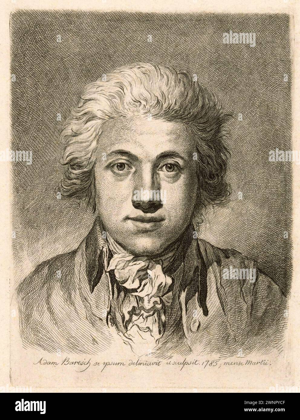 1785, AUSTRIA : The austrian painter and engraver ADAM BARTSCH ( 1757 - 1821 ), self-portrait . - AUTORITRATTO - SELF PORTRAIT - HISTORY - FOTO STORICHE  - ARTS - ARTE  - incisione - engraving - illustration - illustrazione - uomo - man - RITRATTO - PORTRAIT ---  Archivio GBB Stock Photo
