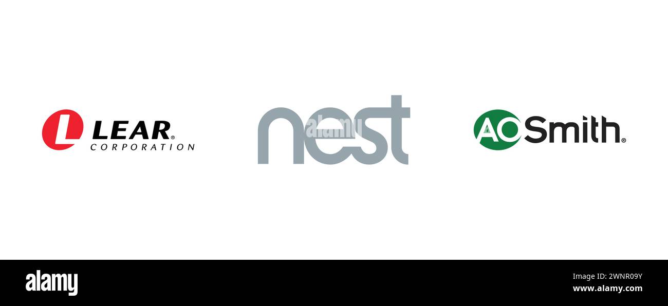 Nest labs , Lear Corporation , AO Smith. Collection of top brand logo