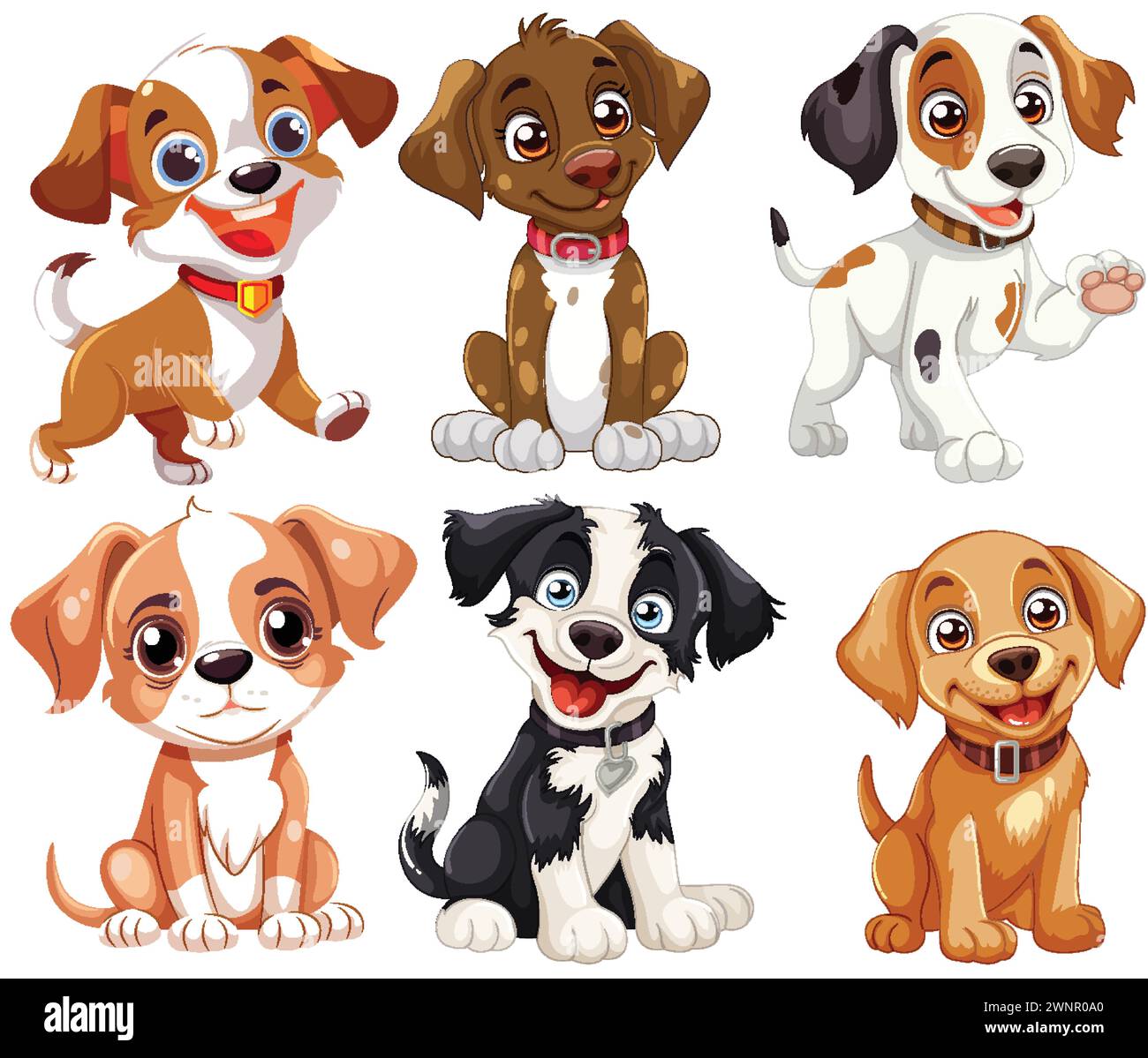 Six cute cartoon puppies with various expressions Stock Vector Image ...