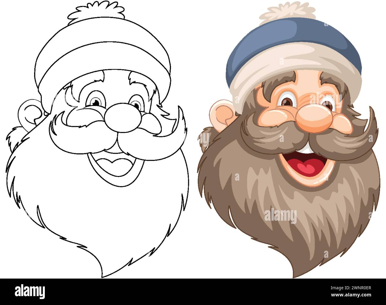 Black and white sketch beside colored vector illustration. Stock Vector