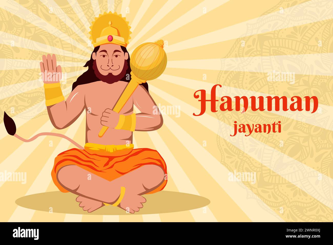 flat design hanuman jayanti background illustration Stock Vector