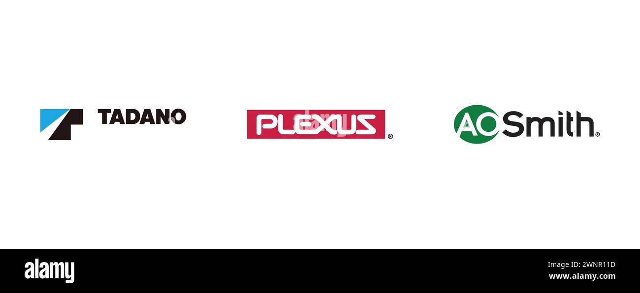 Tadano , Plexus Corporation, AO Smith . Collection of top brand logo Stock Vector Image & Art