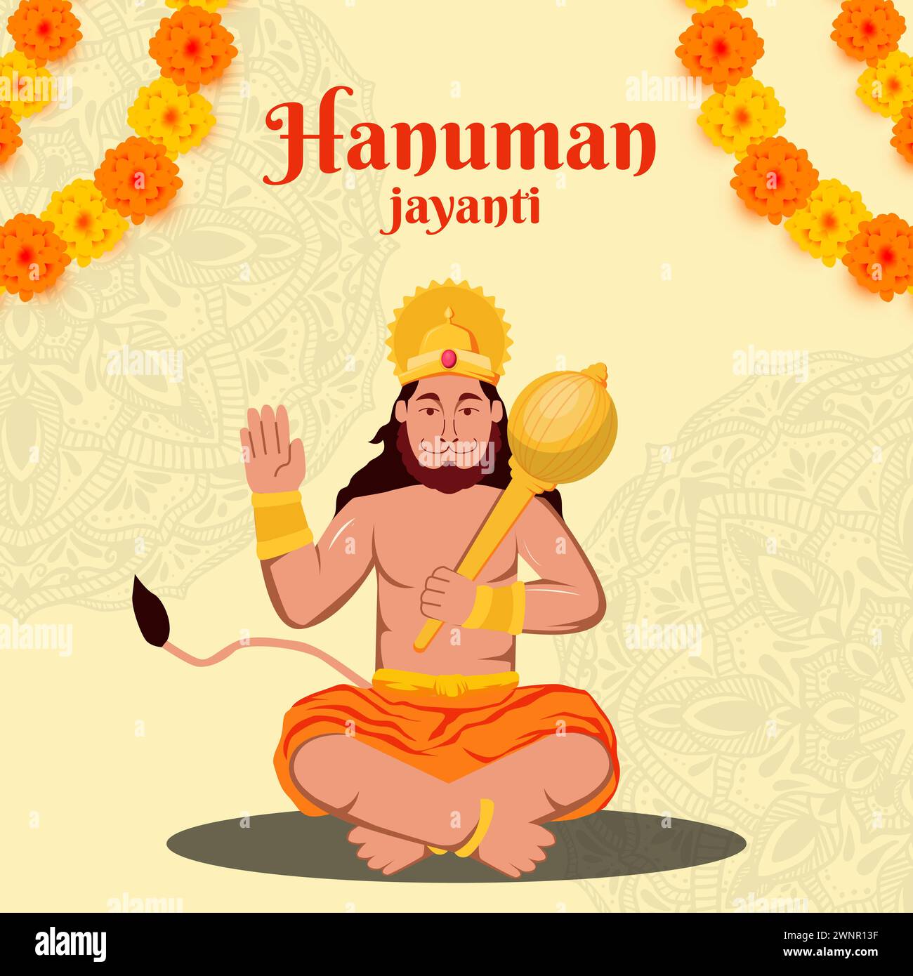 vector design hanuman jayanti illustration in flat style Stock Vector