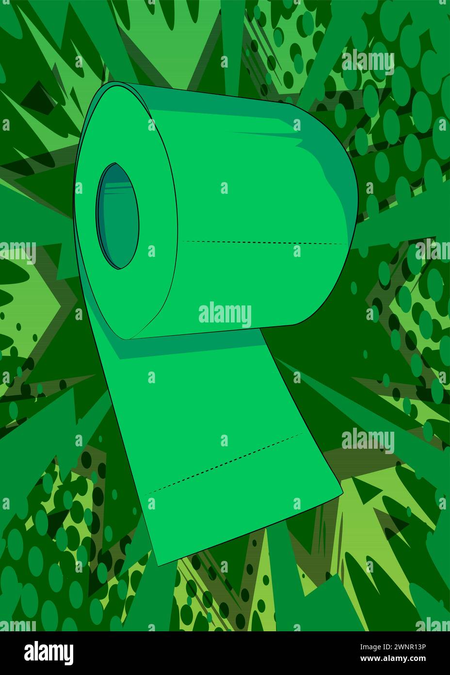 Cartoon Toilet Paper, comic book Rolled Up Bathroom Accessory. Retro